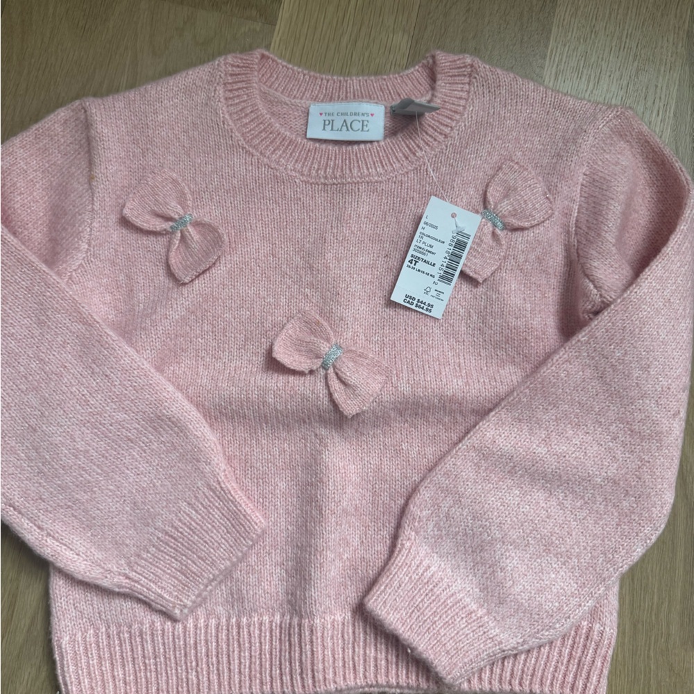The Children's Place Light Pink Bow Sweater 4T